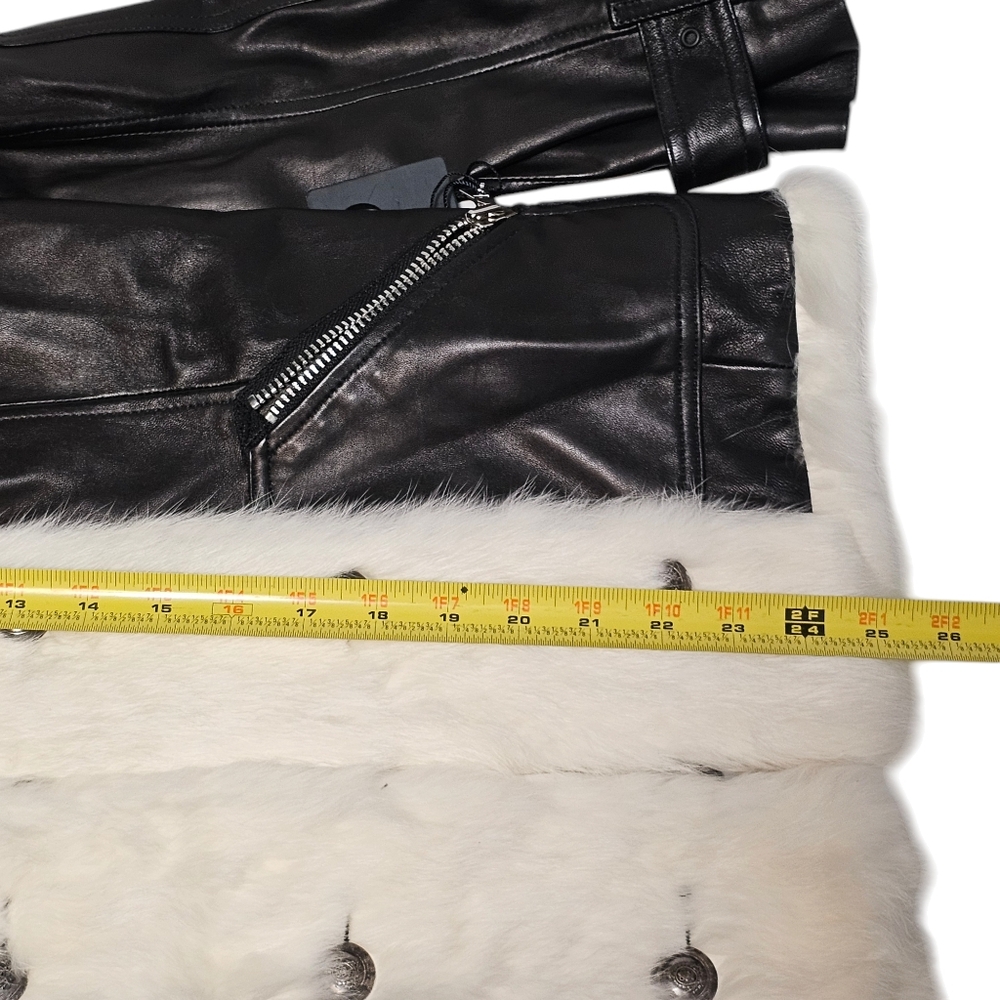 Cabe NY Black Leather Napoleon Jacket Real Rabbit Fur Trim Military Hussar Sz 4 - Picture 14 of 16